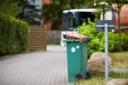 Eine Biotonne am Straßenrand