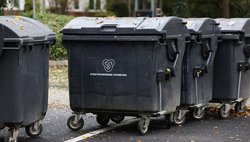 Schwarze Restmülltonnen am Straßenrand