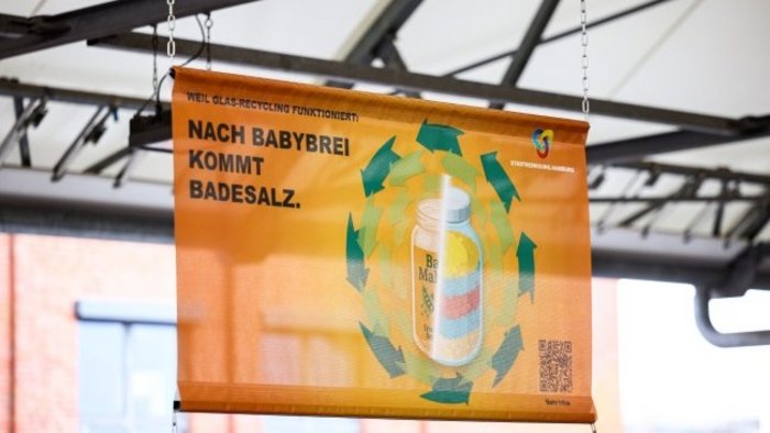 Banner zum Stoffstrom Glas am Recyclinghof in Bahrenfeld