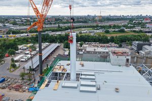 Arbeiten am ersten Schornstein