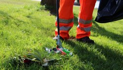 Mitarbeiter aus der Reinigung beim Abzangen