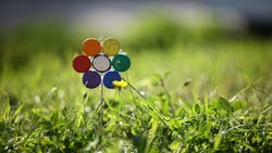 Blume aus Kronkorken auf dem Energieberg
